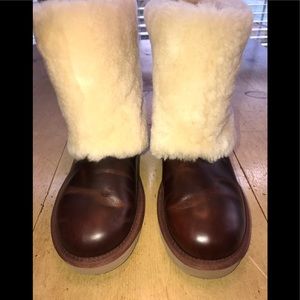 UGG Sheepskin Cuff Leather Boot Size 7 - //RARE//